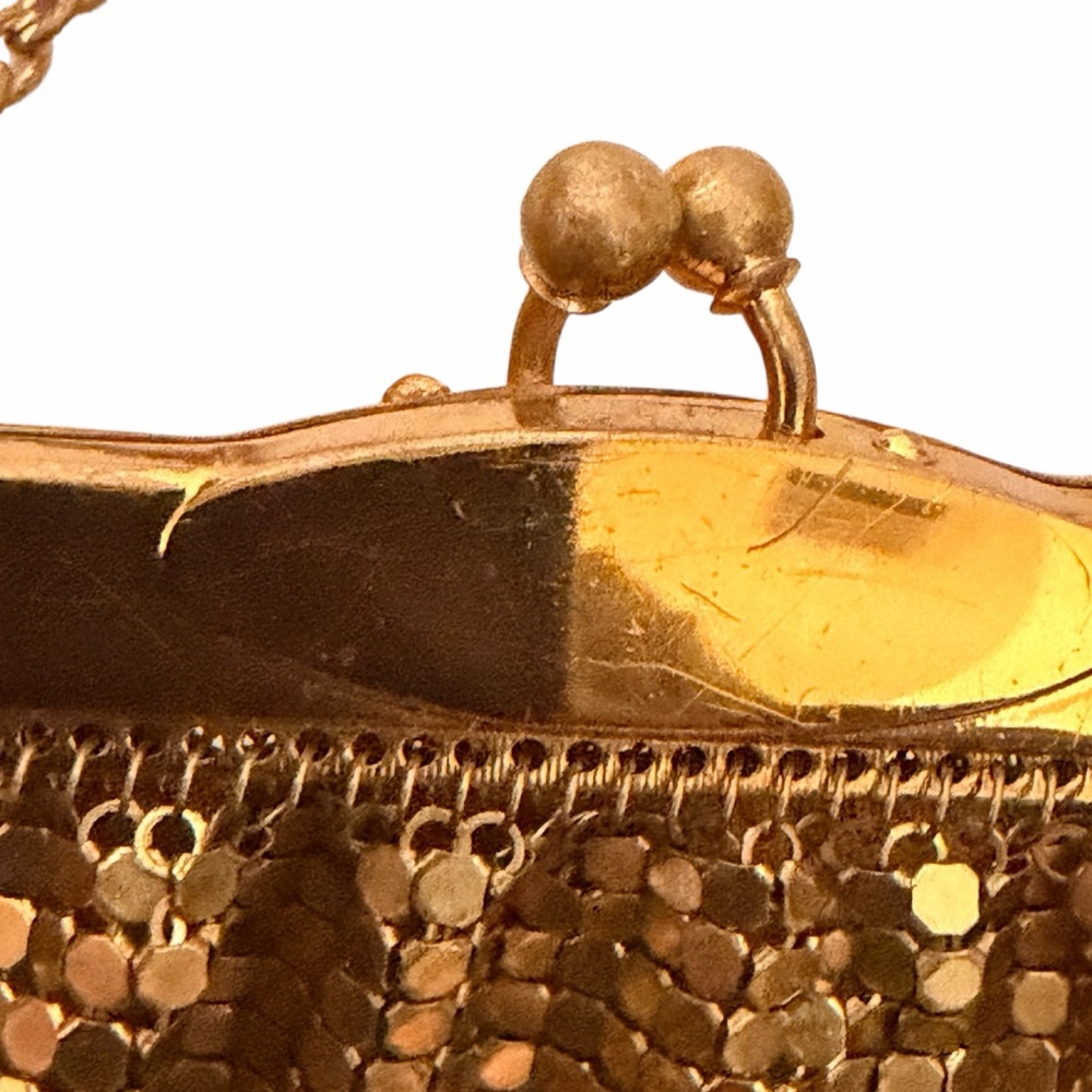 Vintage Whiting & Davis Bag Womens Mini Gold Mesh Chain Kiss Lock Made USA - Picture 5 of 10